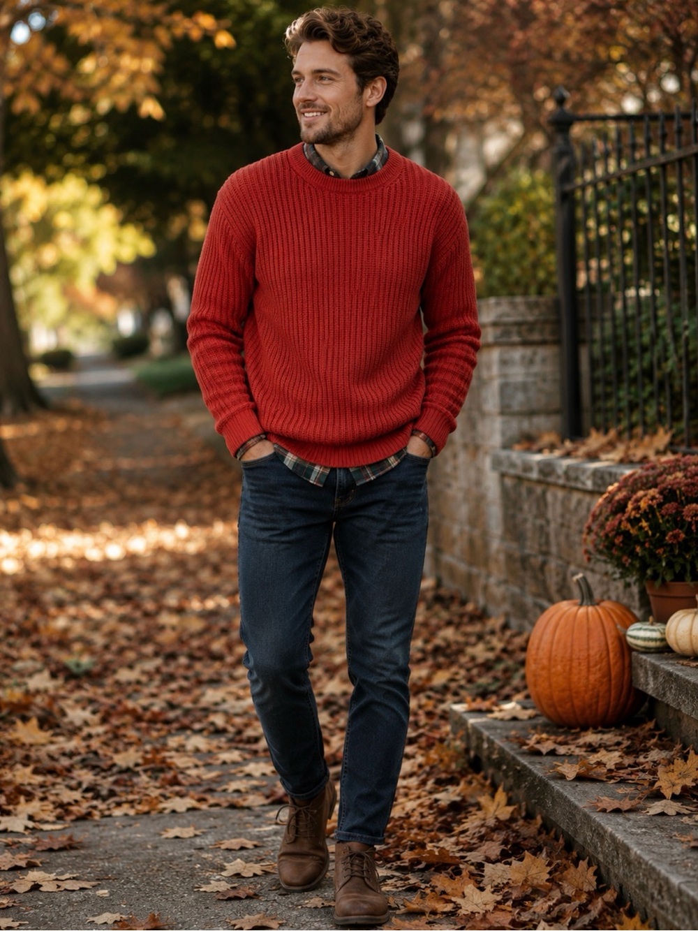 J. Crew Men’s Rust Colored Crew Sweater L